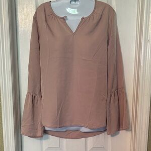 Shinestar Tan Blouse with Flared Sleeves